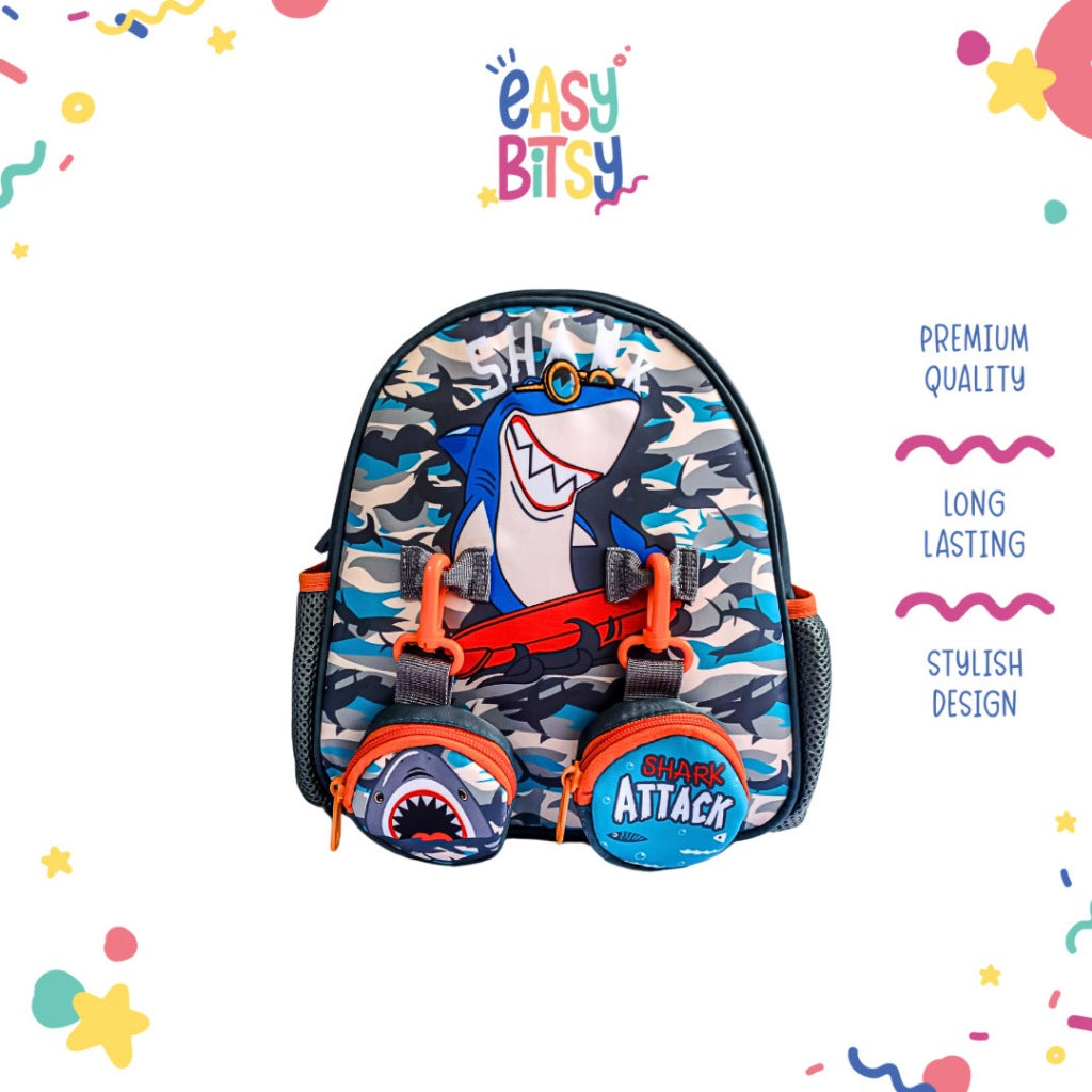 Easybitsy Tas Ransel Backpack Sekolah Anak Laki-Laki PAUD-TK Shark, Soccer, Dino - Ariel Tidak ada merek