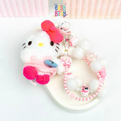 Easy Bitsy Keychain Gantungan Phone Strap Manik Manik Boneka Bulu Pitaa Tidak ada merek