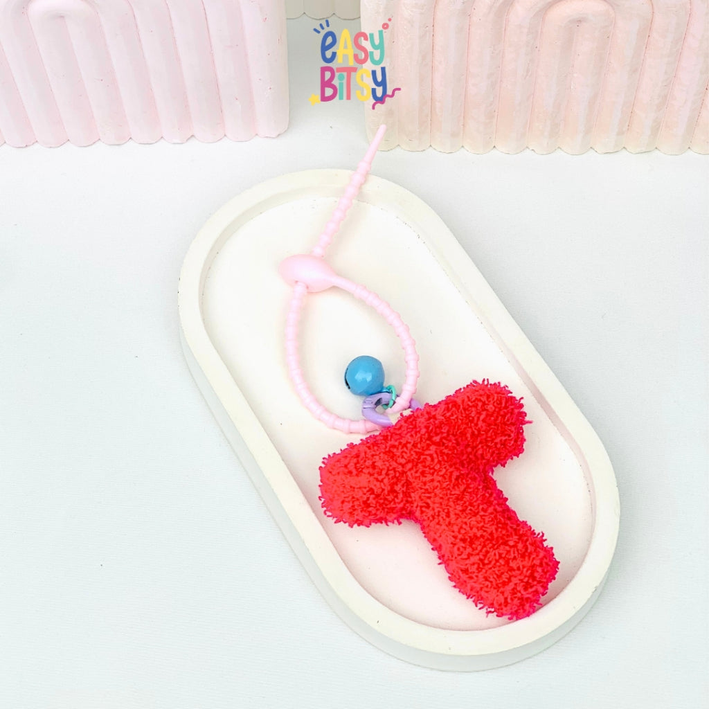 Easy Bitsy Keychain Gantungan Bulu Alphabet Buah dan Karakter Tidak ada merek