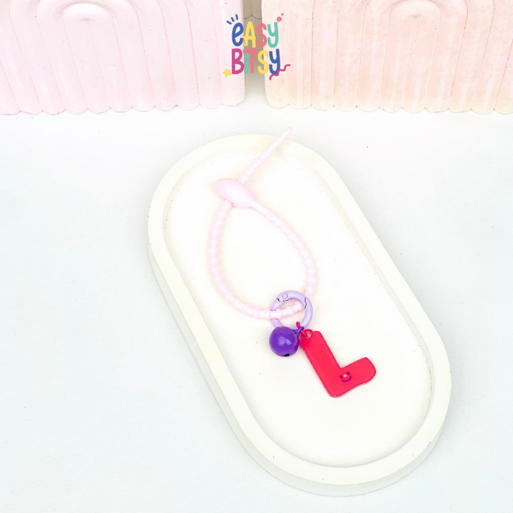 Easy Bitsy Keychain Gantungan Alphabet Akrilik Smile Polos Tidak ada merek
