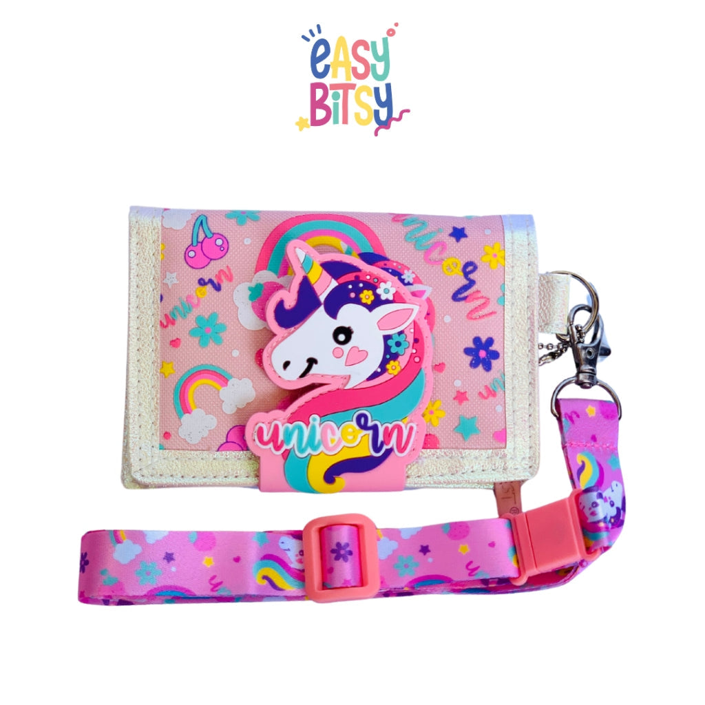 Easybitsy Dompet Mini Strap Wallet 2 Lipat Anak Laki-Laki Perempuan  PAUD-SD Soccer, Cat, Unicorn – Rara Tidak ada merek