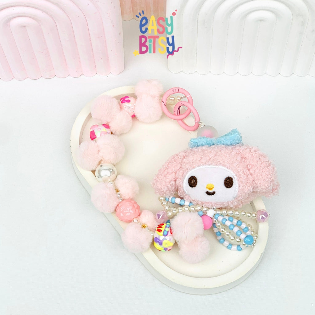 Easy Bitsy Keychain Gantungan Phone Strap Manik Manik Boneka Bulu Pitaa Tidak ada merek