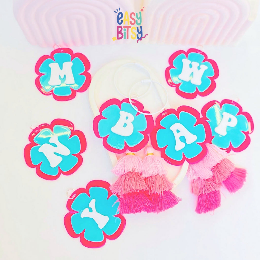 Easy Bitsy Keychain Aksesoris gantungan Alphabet Akrilik Rumbai Tidak ada merek