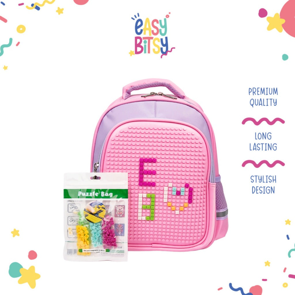 Easybitsy Tas Ransel Backpack Sekolah Anak Perempuan PAUD TK Pixel Bits – Lego Tidak ada merek