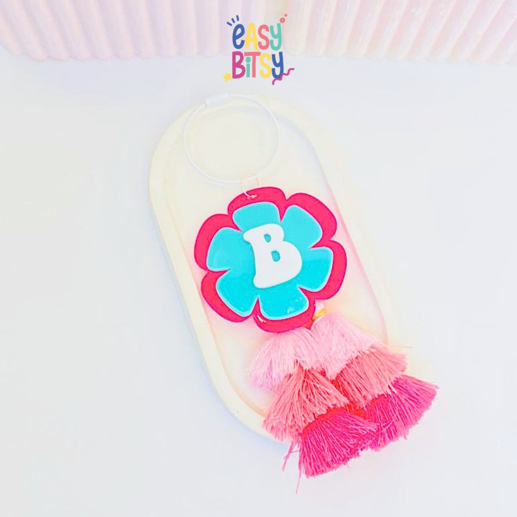 Easy Bitsy Keychain Aksesoris gantungan Alphabet Akrilik Rumbai Tidak ada merek