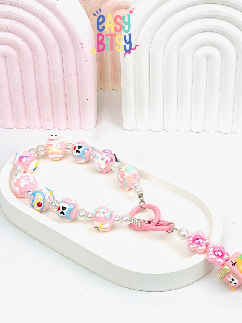 Easy Bitsy Keychain Gantungan Phone Strap Manik Manik Boneka Bulu Pitaa Tidak ada merek