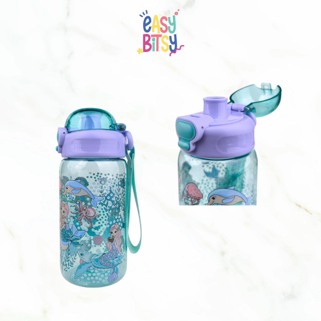 Easybitsy Botol Minum Water Bottle 600ML Anak Laki-laki Perempuan PAUD-SD Astronot, Dino, Mermaid, Unicorn - George Tidak ada merek
