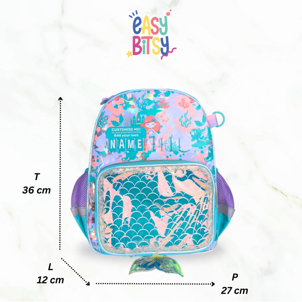 Easybitsy Tas Ransel Backpack Sekolah Anak Laki-Laki Perempuan TK-SD Soccer, Dino, Mermaid, Unicorn, Cat - Russel Name Tidak ada merek