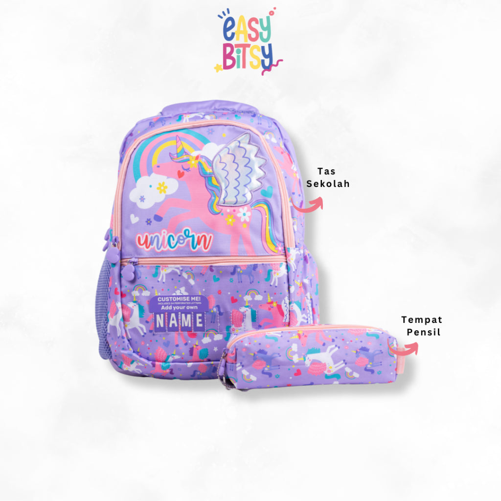 Easybitsy Tas Ransel Backpack Sekolah 2in1 Anak Laki-Laki Perempuan  SD Dino, Soccer, Unicorn – Kiara Tidak ada merek