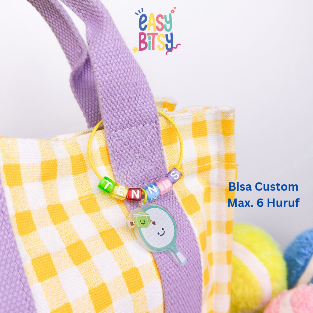 Easybitsy Gantungan Tennis | Keychain Tennis | Keychain Badminton | Custom Nama (Max. 6 Huruf) Tidak ada merek
