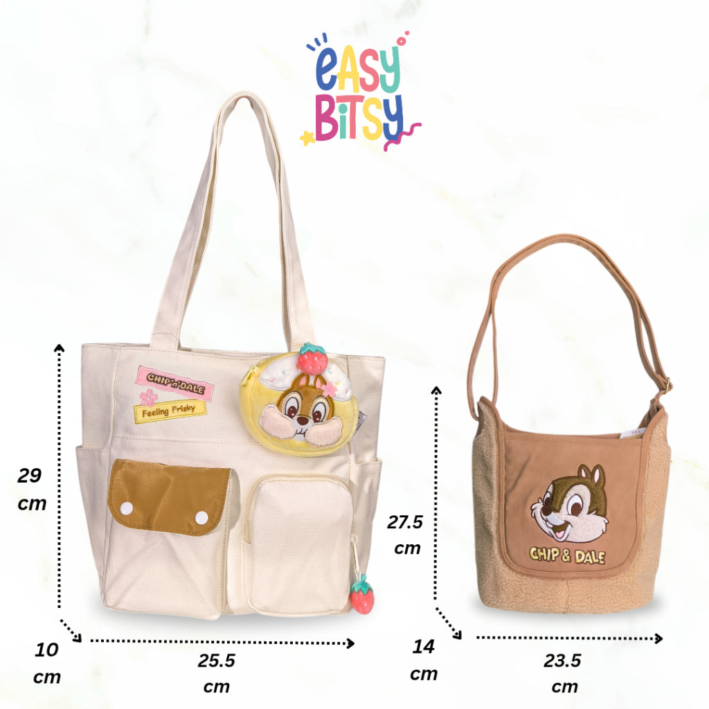 [ Easy Bitsy x Disney ] Chip N Dale Series Collection Sling Bag/Tote Bag/Hand Bag/Tas Ransel – Original Disney Series Tidak ada merek