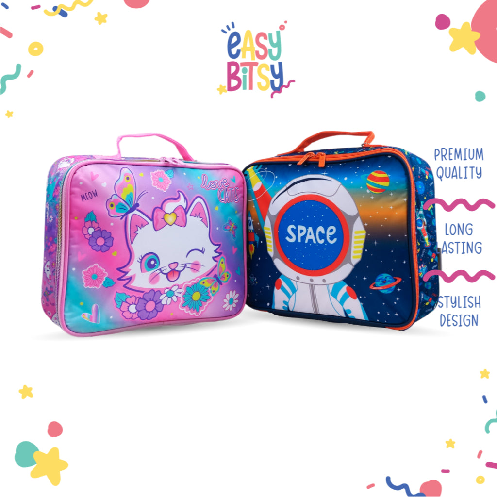 Easybitsy Tas Bekal Lunch Bag Box Single Tempat Makan Anak Laki-Laki  Perempuan TK - SD Astronot, Soccer, Cat, Unicorn - Coco Tidak ada merek