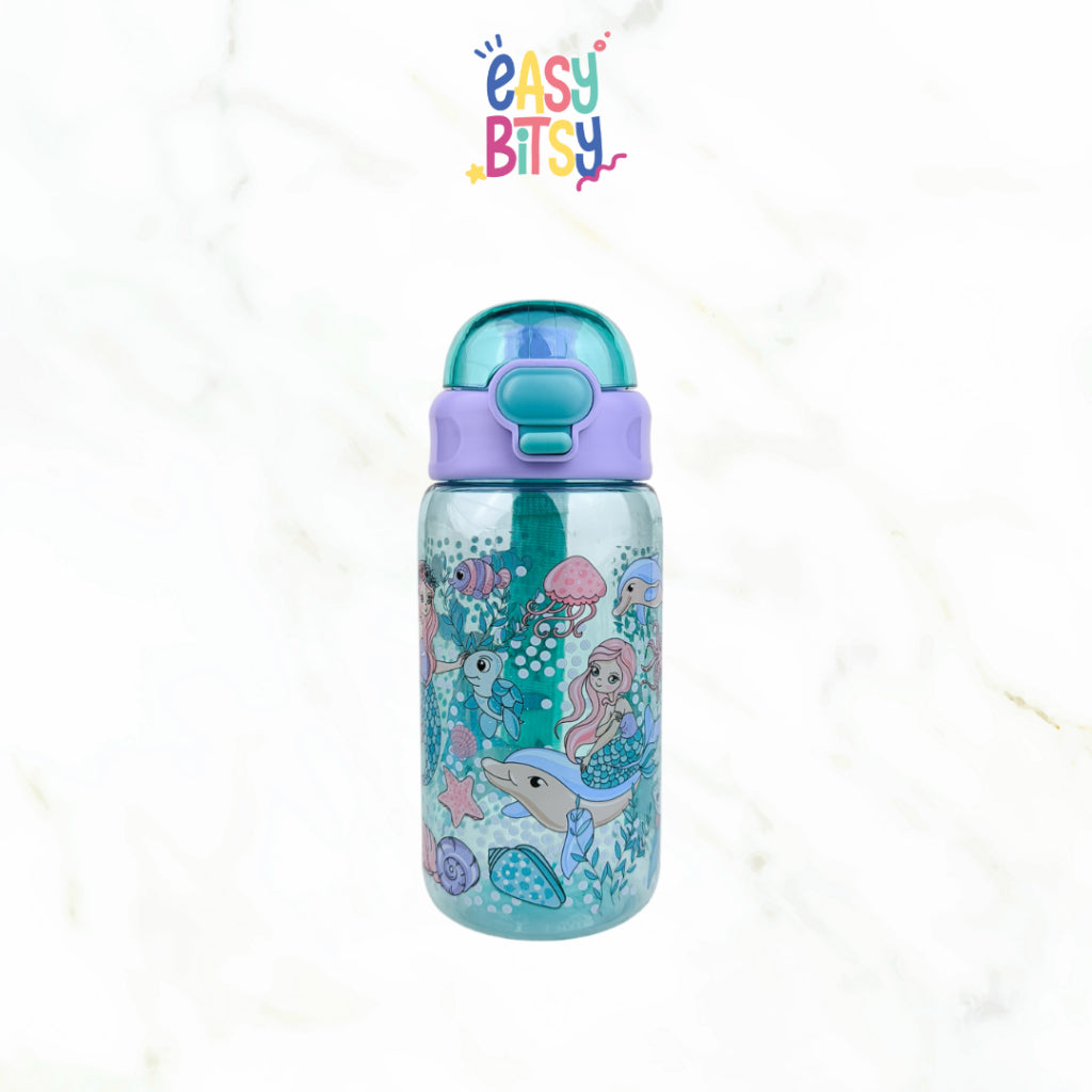 Easybitsy Botol Minum Water Bottle 600ML Anak Laki-laki Perempuan PAUD-SD Astronot, Dino, Mermaid, Unicorn - George Tidak ada merek