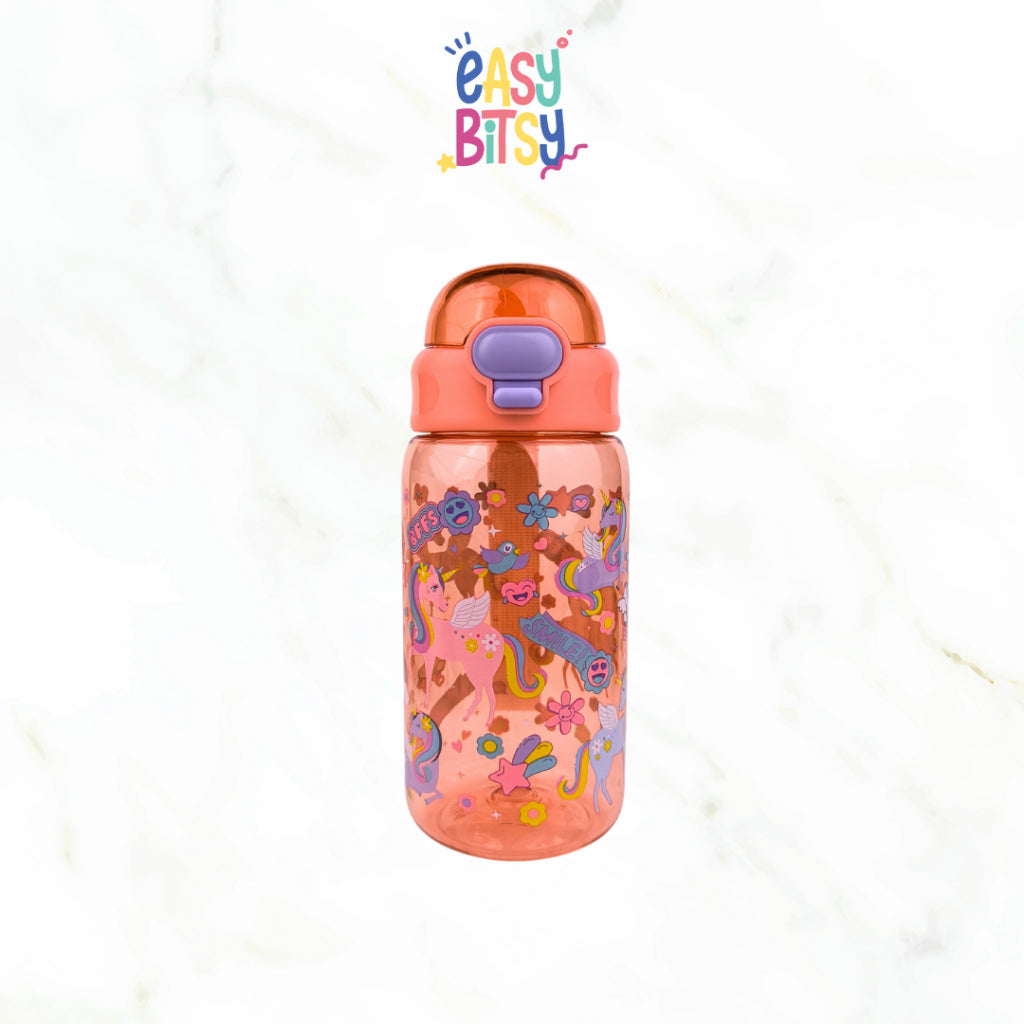 Easybitsy Botol Minum Water Bottle 600ML Anak Laki-laki Perempuan PAUD-SD Astronot, Dino, Mermaid, Unicorn - George Tidak ada merek