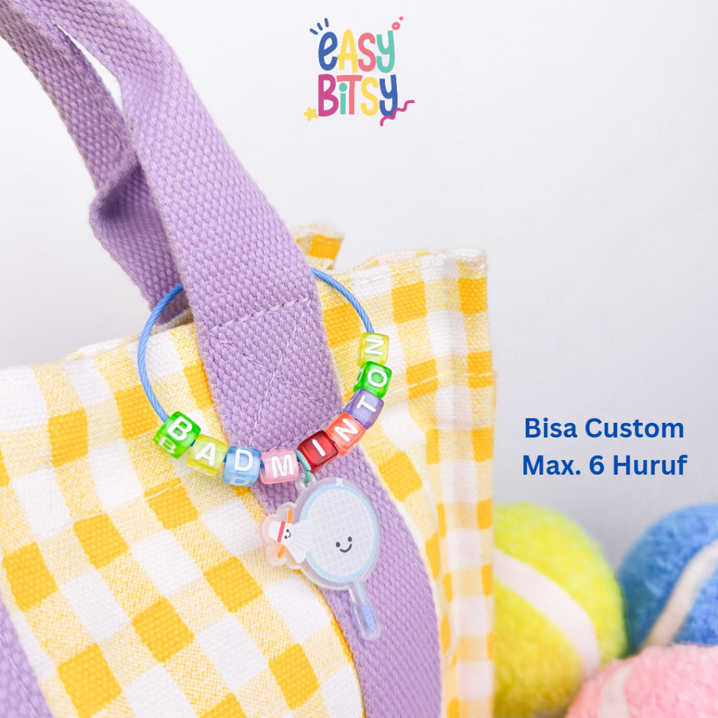 Easybitsy Gantungan Tennis | Keychain Tennis | Keychain Badminton | Custom Nama (Max. 6 Huruf) Tidak ada merek