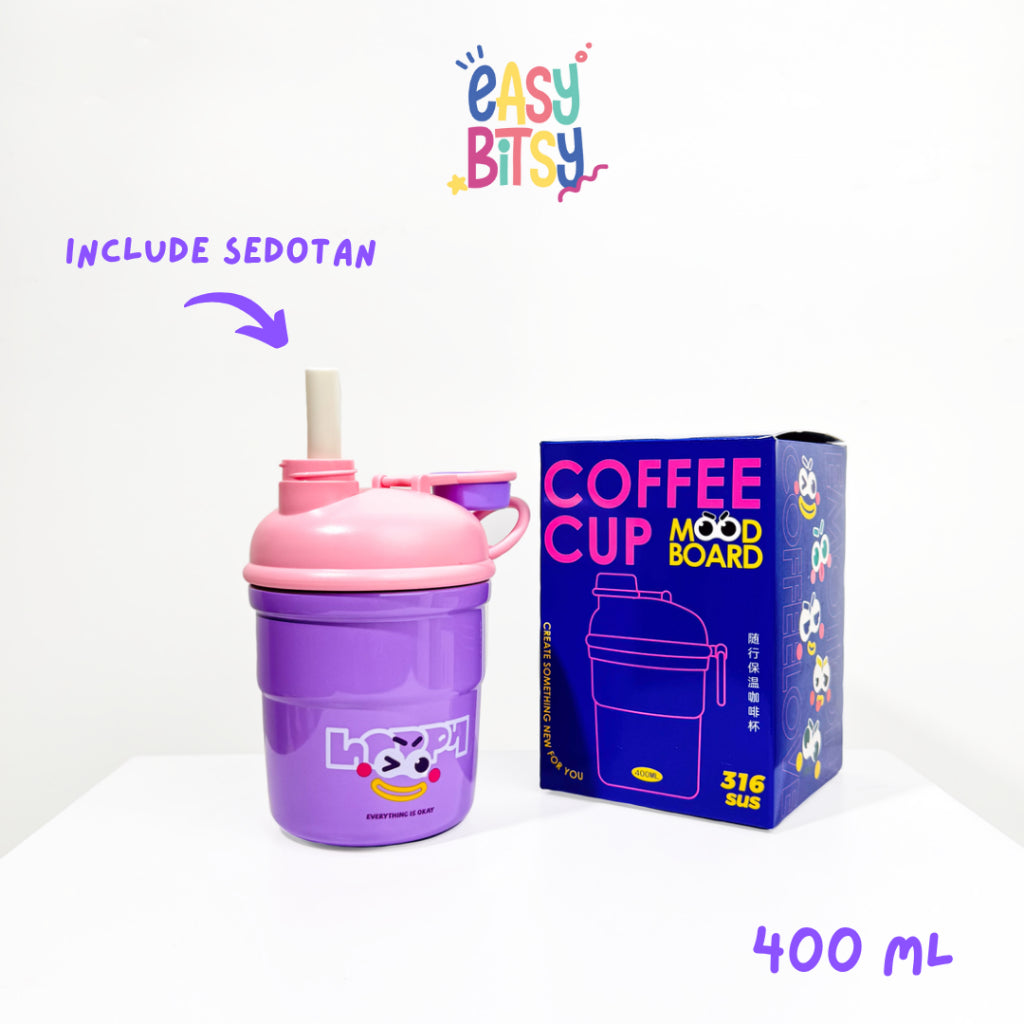 Easy Bitsy Tumbler Botol Kopi Teh Stainless Steel Lucu 400 ML/Campaign Inerless Steel - Coffe Cup Tidak ada merek
