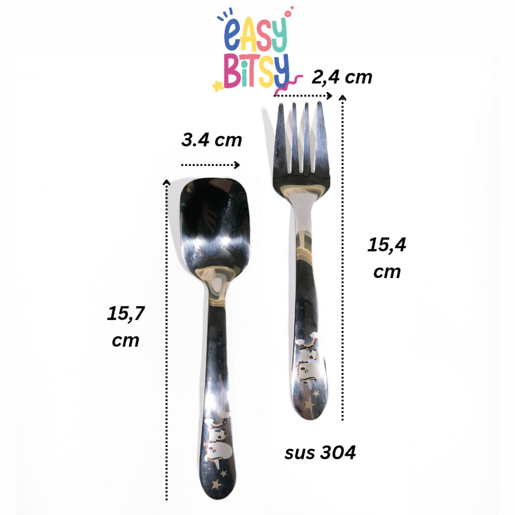 Easybitsy Peralatan Makan Stainless Steel 304/316 | Sendok Makan Anak Karakter + Box Penyimpanan - Nami Tidak ada merek