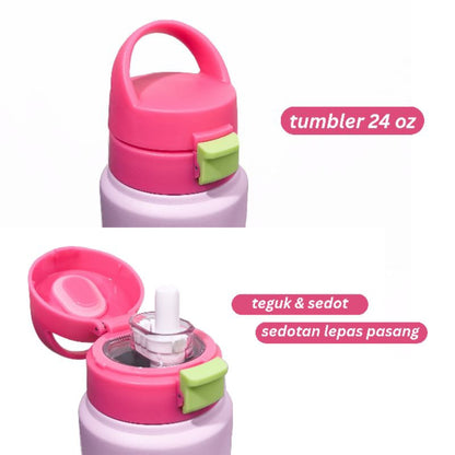 Easy Bitsy - Lego Tumbler Straw Colorful Tahan Panas dan Dingin 350-530ML/12-18OZ - Stainless Steel Bottle with Flip Lid Nobrand