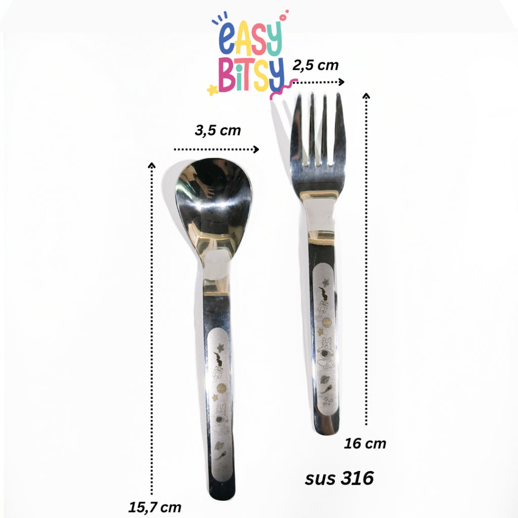 Easybitsy Peralatan Makan Stainless Steel 304/316 | Sendok Makan Anak Karakter + Box Penyimpanan - Nami Tidak ada merek