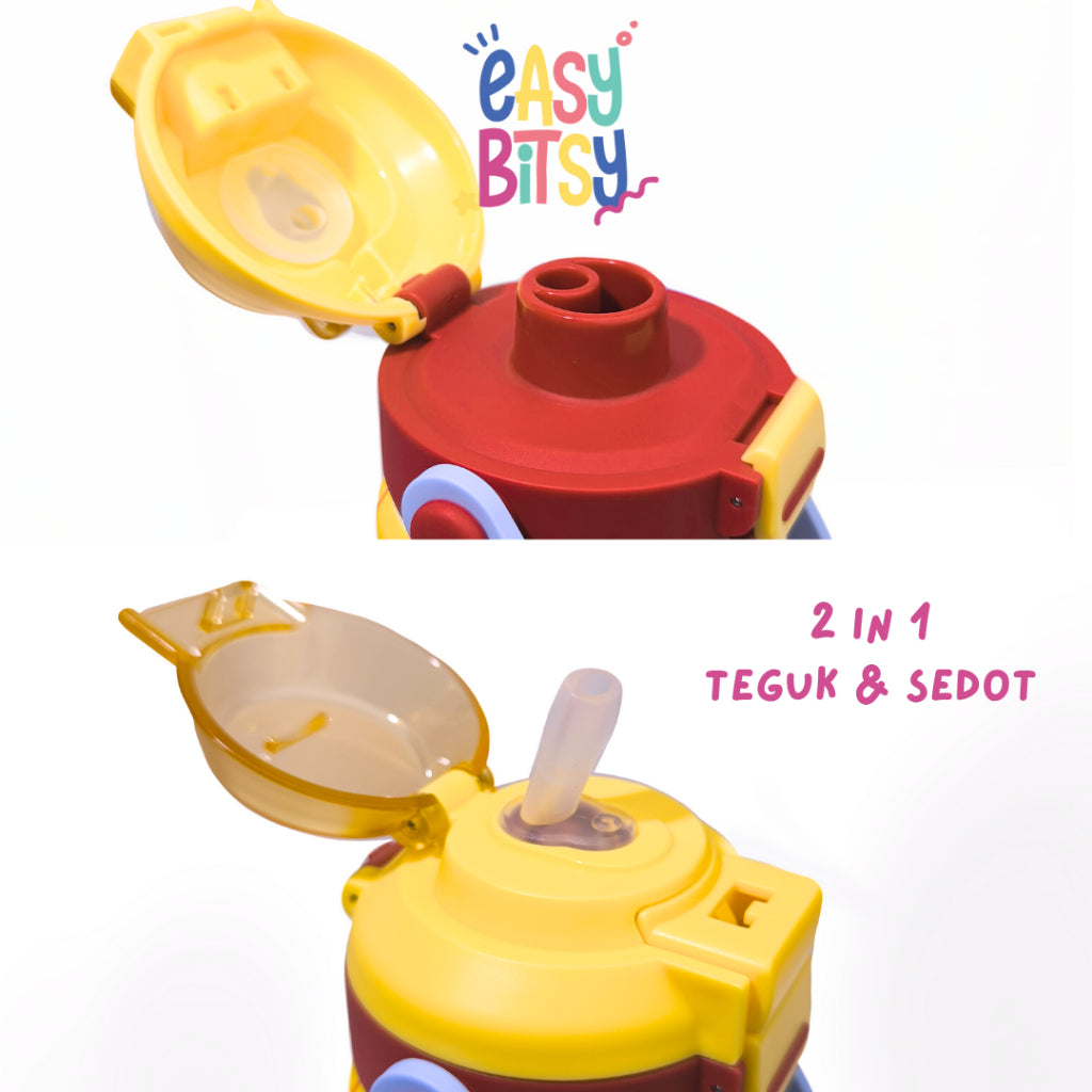 Easy Bitsy - Lego Tumbler Straw Colorful Tahan Panas dan Dingin 350-530ML/12-18OZ - Stainless Steel Bottle with Flip Lid Nobrand