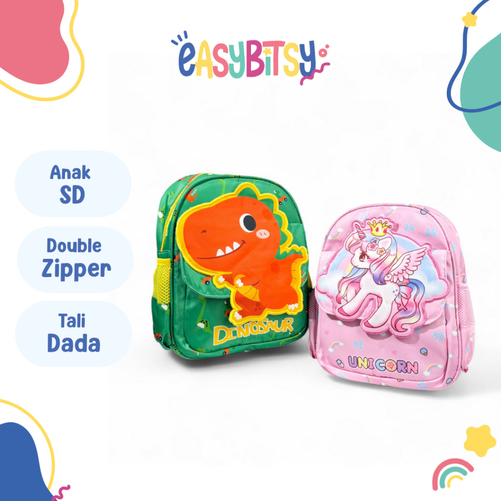 Easy Bitsy - Tas Ransel Anak Laki-Laki Perempuan Dino Unicorn Paw Patrol Backpack Sekolah SD -  Chopper Tidak ada merek