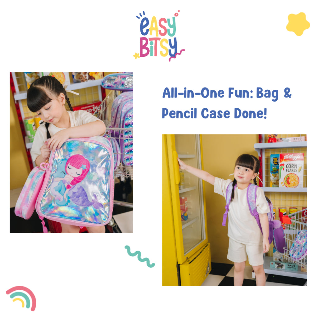 Easy Bitsy Tas Ransel Backpack 2in1 Anak Perempuan SD Mermaid, Ekor Mermaid, Unicorn - Eva Tidak ada merek