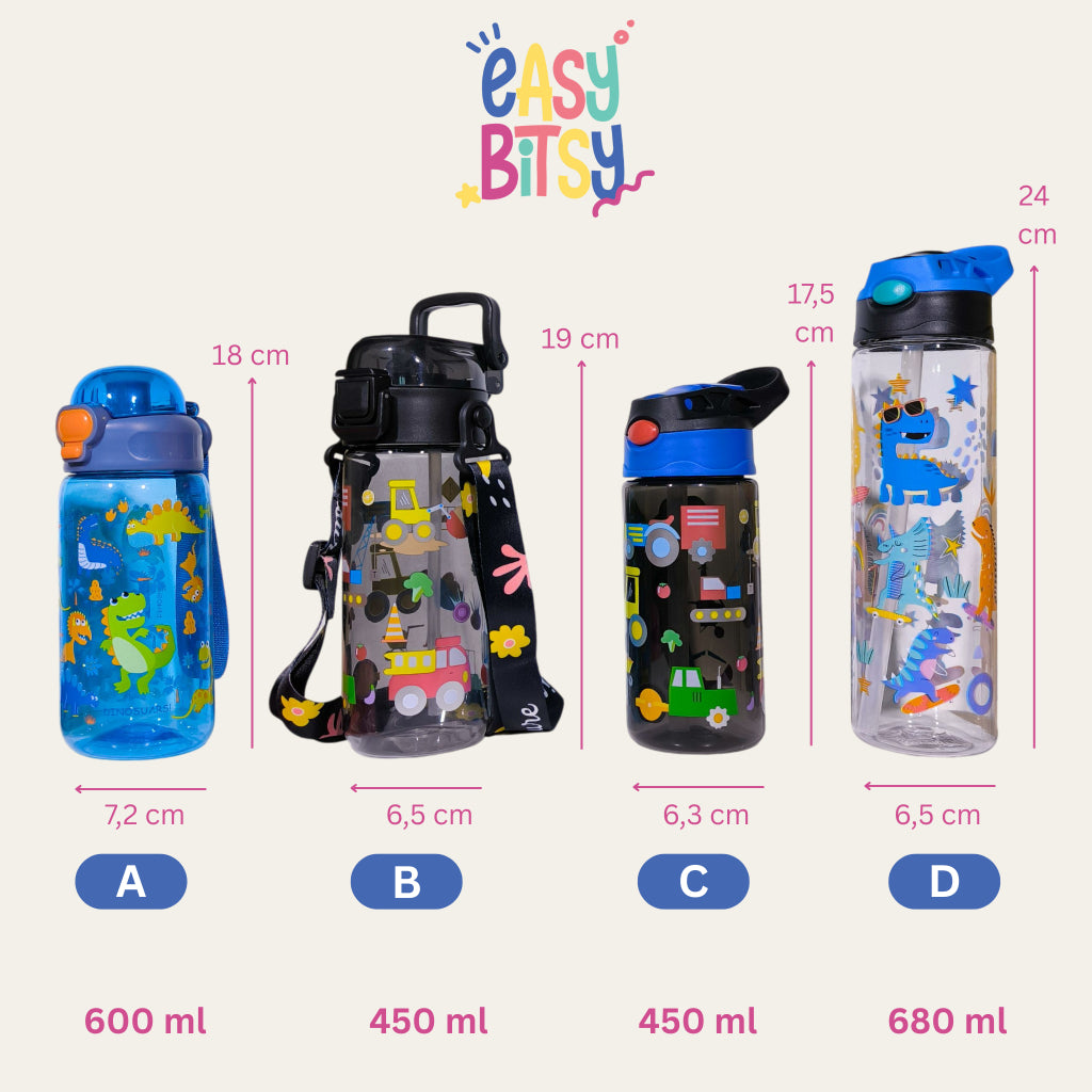 Easy Bitsy - Botol Minum Anak Laki-laki Perempuan Water Bottle 450ML - 680ML PAUD SD - George Tidak ada merek