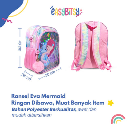 Easy Bitsy Tas Ransel Backpack 2in1 Anak Perempuan SD Mermaid, Ekor Mermaid, Unicorn - Eva Tidak ada merek